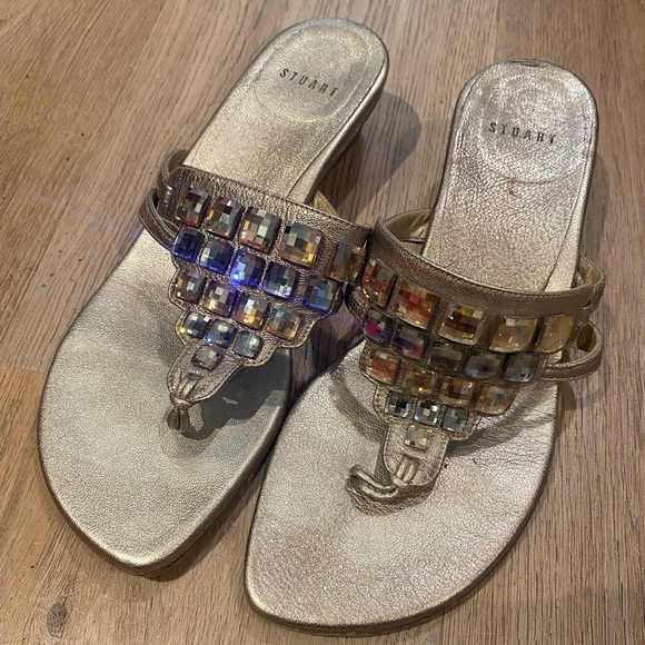 Stuart Weitzman slip on crystal wedge sandals - Picture 2 of 3